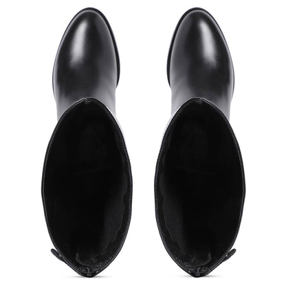 Saint Stella Black Leather Knee High Boots - SaintG