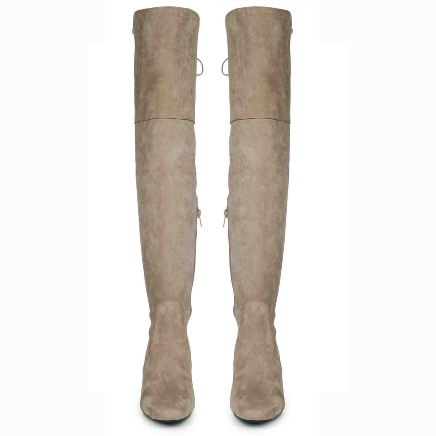 Chic above-the-knee stretch suede boots