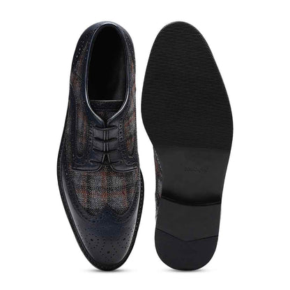 Saint Faustin Navy Leather Lace Up Brogue - SaintG