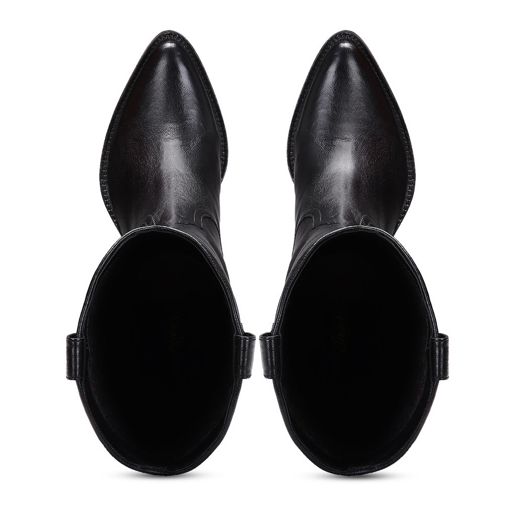 Saint Loanna Black Leather Knee High Long Boots