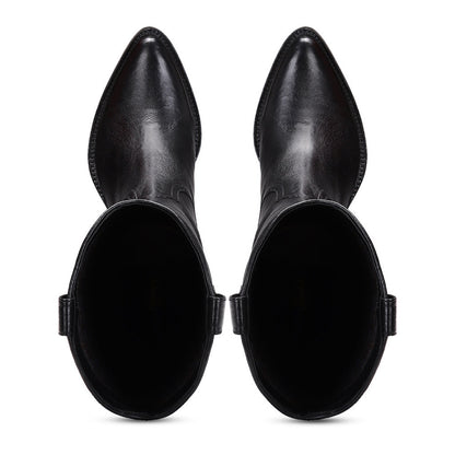 Saint Loanna Black Leather Knee High Long Boots