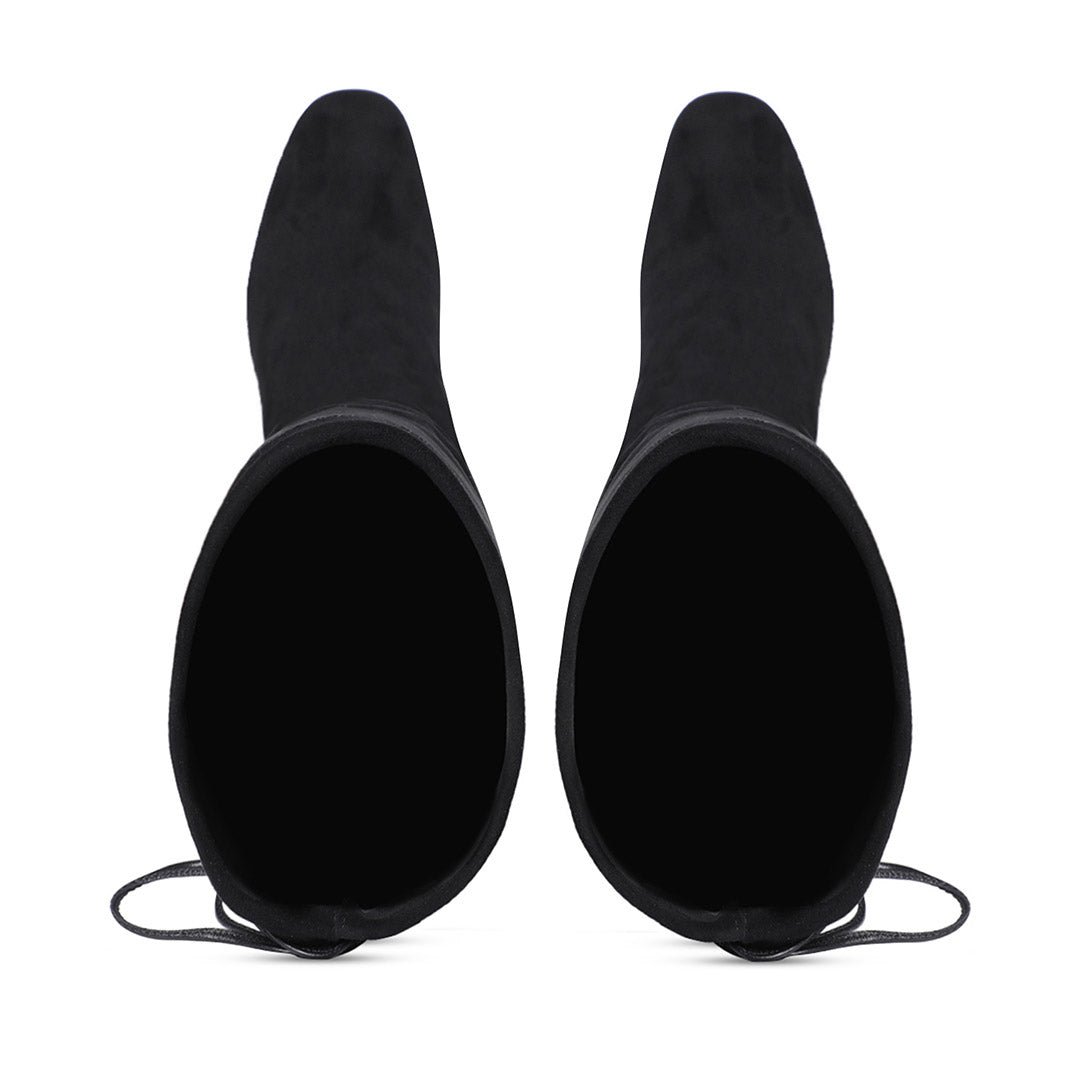 Elegant Saint Luisa Over-the-Knee Boots in Black Stretch Suede