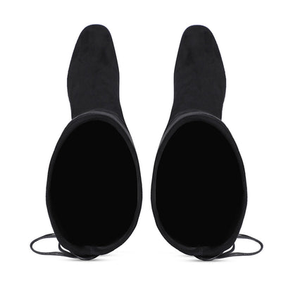 Elegant Saint Luisa Over-the-Knee Boots in Black Stretch Suede