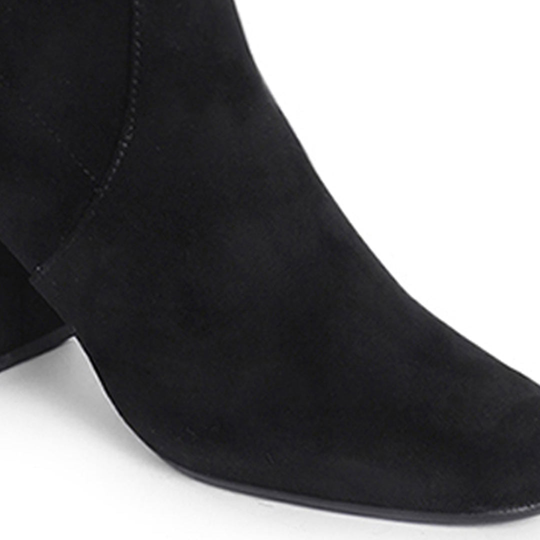 Elegant Saint Luisa Over-the-Knee Boots in Black Stretch Suede