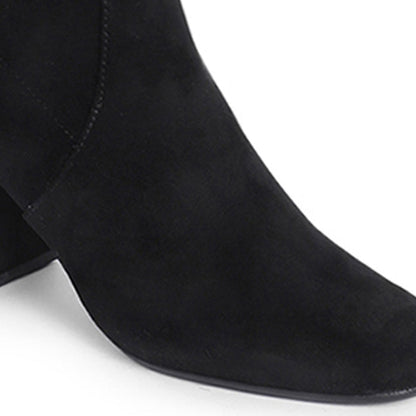 Elegant Saint Luisa Over-the-Knee Boots in Black Stretch Suede