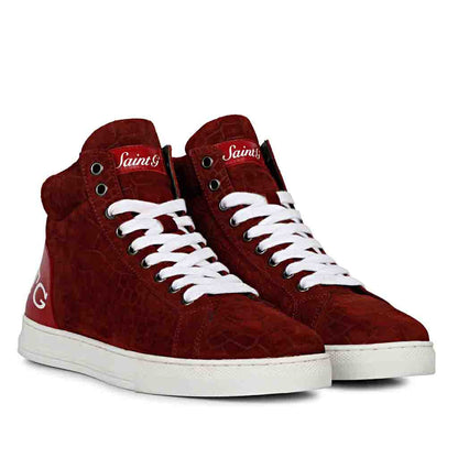 Whitesta Harvey Croco Embossed Burgundy Leather Sneakers