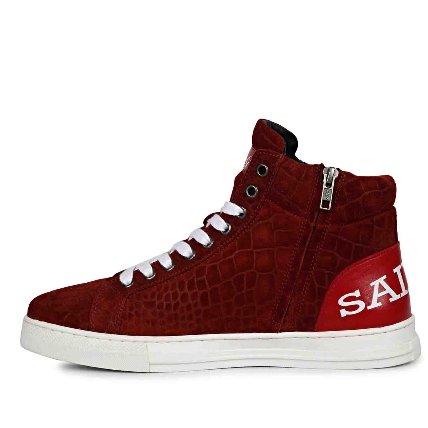 Whitesta Harvey Croco Embossed Burgundy Leather Sneakers