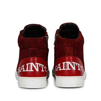 Whitesta Harvey Croco Embossed Burgundy Leather Sneakers