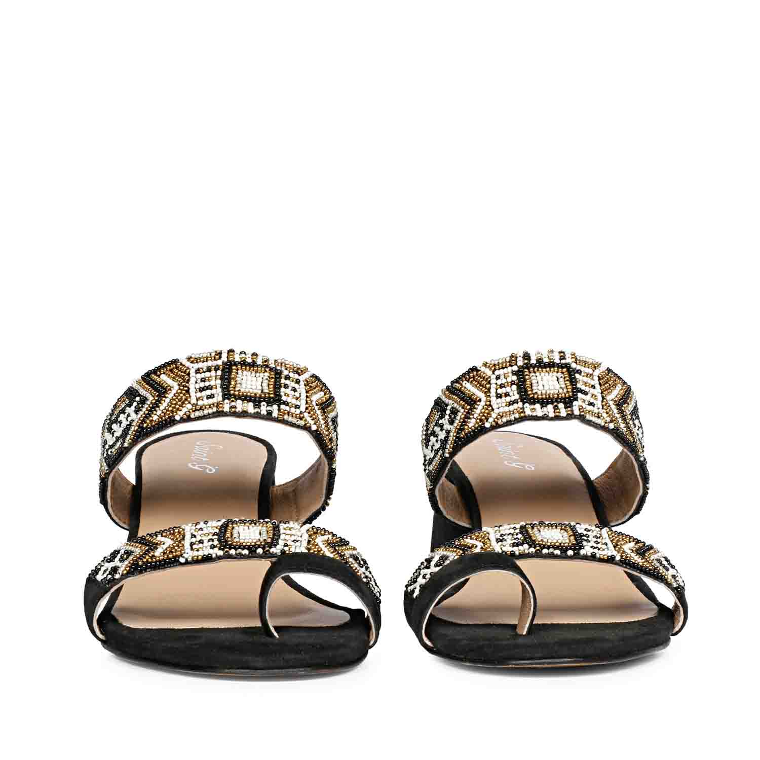 Fashion Forward: Saint Devlin Hand-Embroidered Black Leather Block Heels