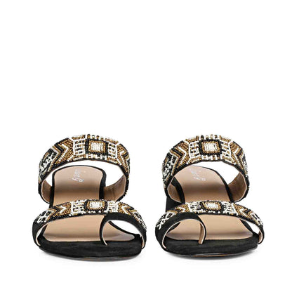 Fashion Forward: Saint Devlin Hand-Embroidered Black Leather Block Heels