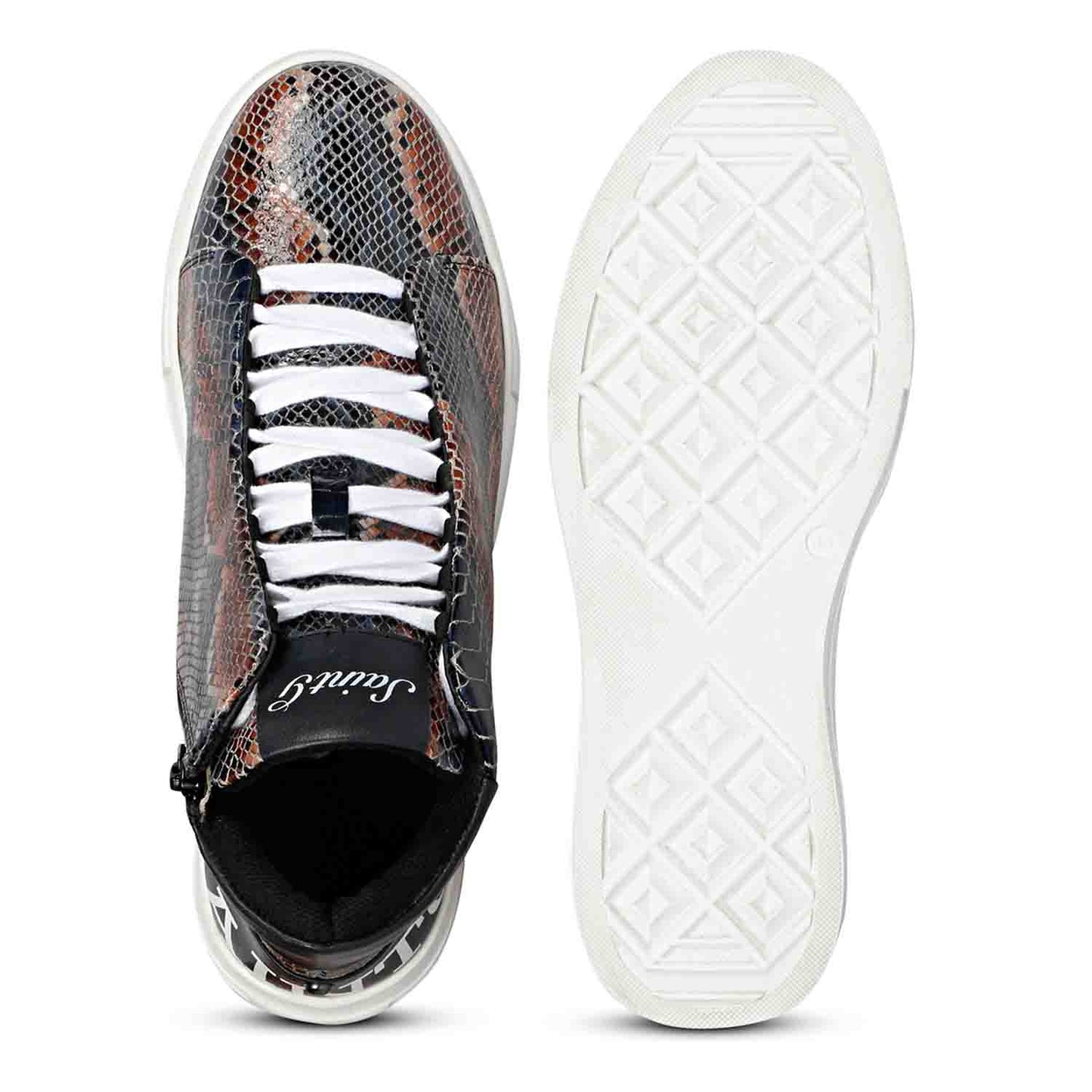 Whitesta Devon Blue Snake Embossed Leather Sneakers