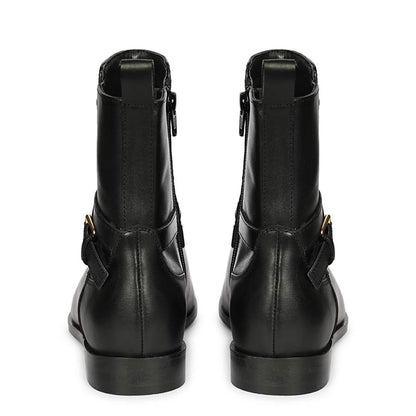 Saint Zola Black Leather Buckle Ankle Boots