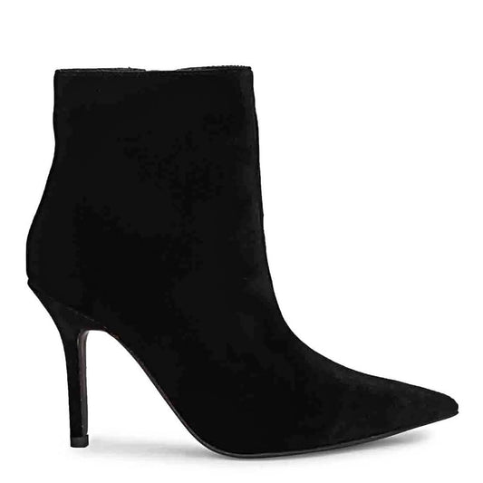 Saint Vienna Black Stretch Suede Zipper Ankle Boots