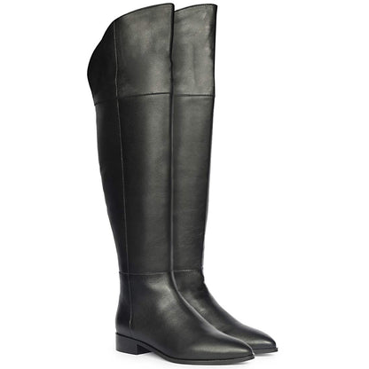 Saint Grace Black Leather Above The Knee Boots