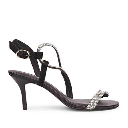 Saint Nessa Crystal Embellished Black Leather Stilettos