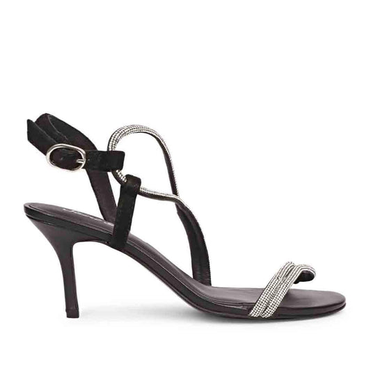 Saint Nessa Crystal Embellished Black Leather Stilettos