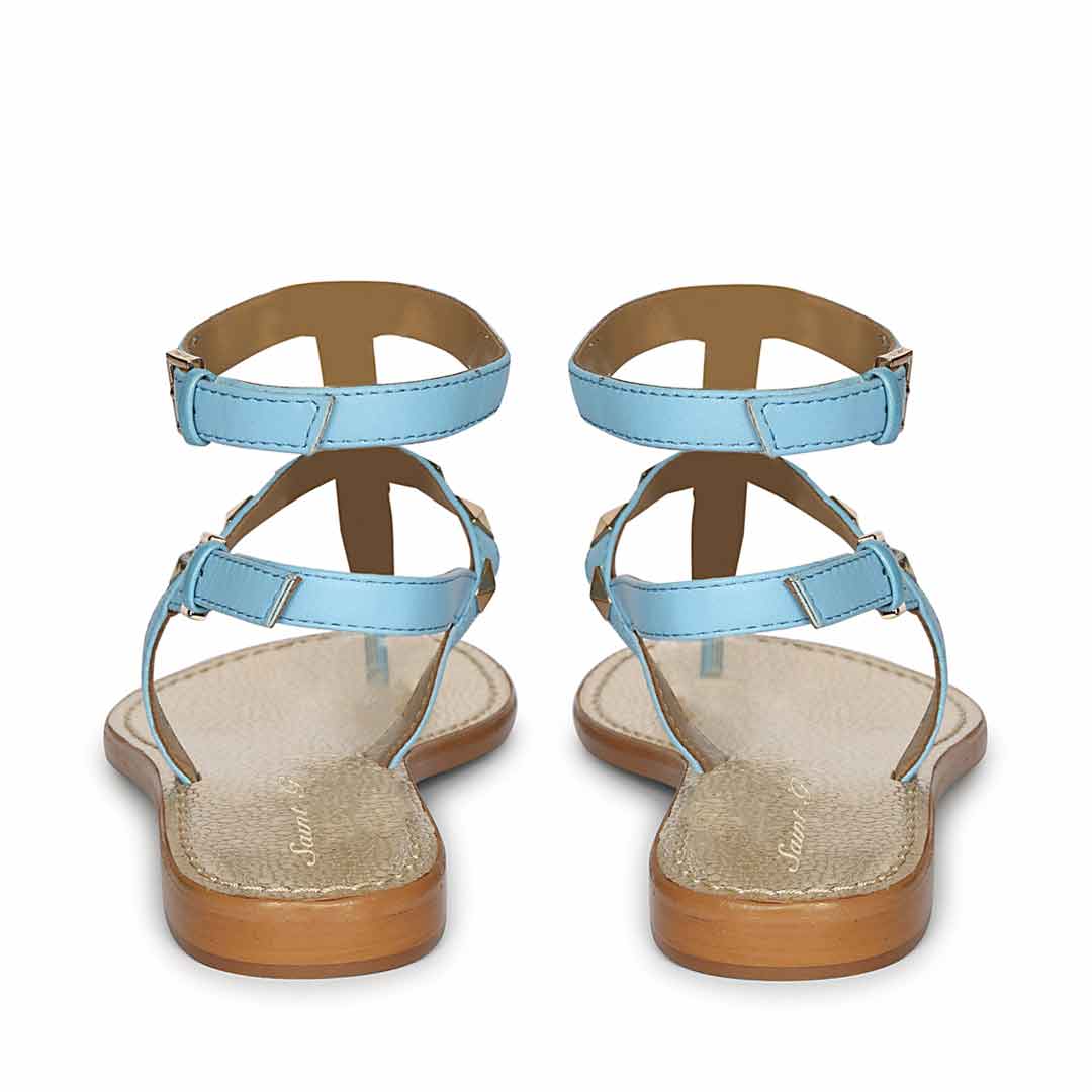 Saint Ornella Sky Blue Leather Metal Studded Sandals