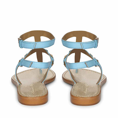 Saint Ornella Sky Blue Leather Metal Studded Sandals