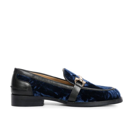 Saint Cinzia Blue Velvet Moccasins