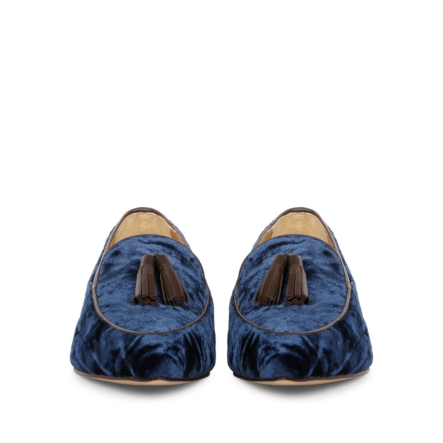 Saint Simona Blue Velvet Tassel Moccasins