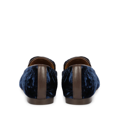 Saint Simona Blue Velvet Tassel Moccasins