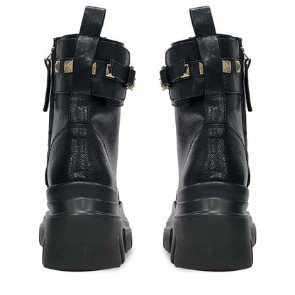 Saint Stella Black Leather Lace Up High Ankle Boots