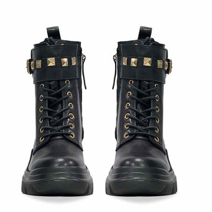 Saint Stella Black Leather Lace Up High Ankle Boots