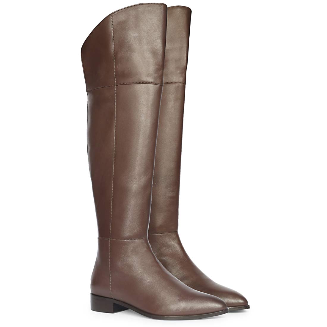 Saint Grace Brown Leather Above The Knee Boots