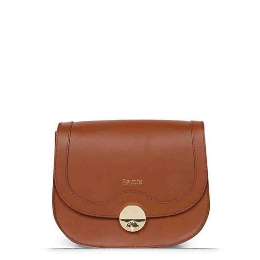 Favore Tan Womens  Leather Structured Sling Bag