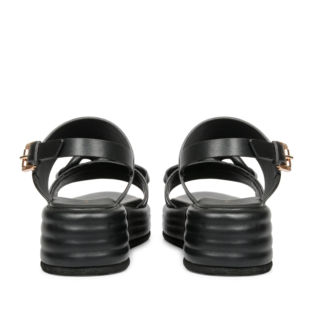 Stylish Saint Flurina Black Leather Sandals - Elevate your look with woven leather and platform sole. Perfect for any occasion.