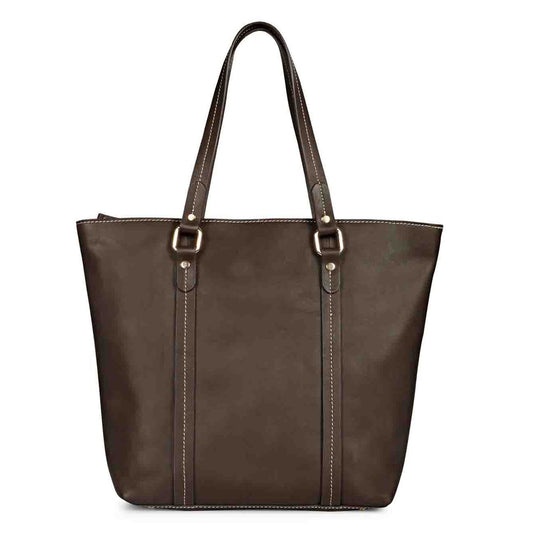 Favore Womens Brown Textured Leather Oversized Shopper Shoulder Bag