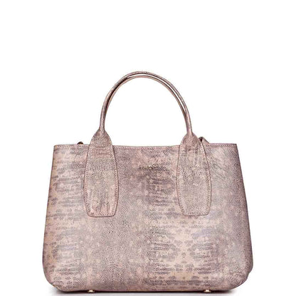 Favore Snake Print Peach Leather Satchel Bags