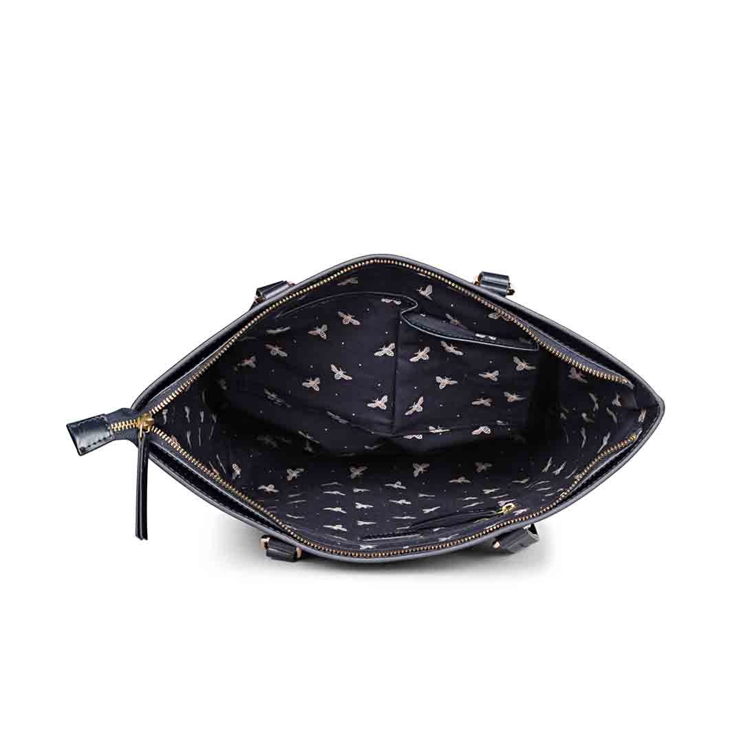 Favore Blue Womens Leather Shopper Tote Bag