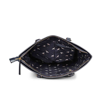 Favore Blue Womens Leather Shopper Tote Bag