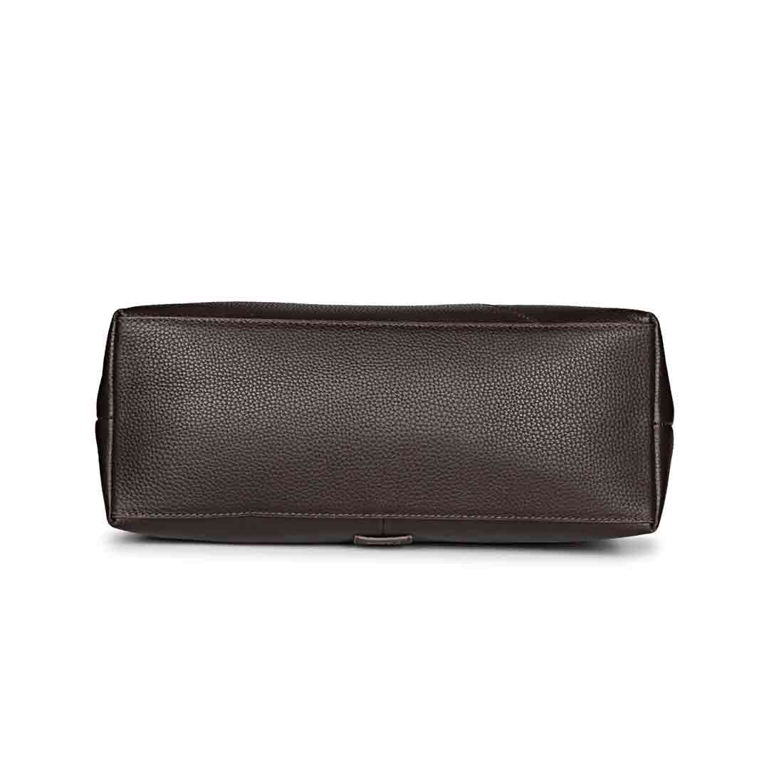 Favore Choco Brown Leather Shopper Tote Bag