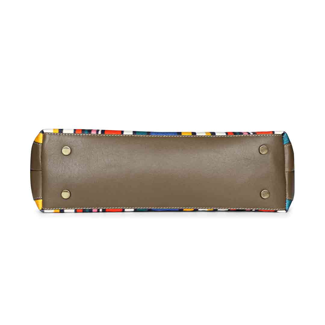 Favore Multi Olive Leather Shopper Tote Bag