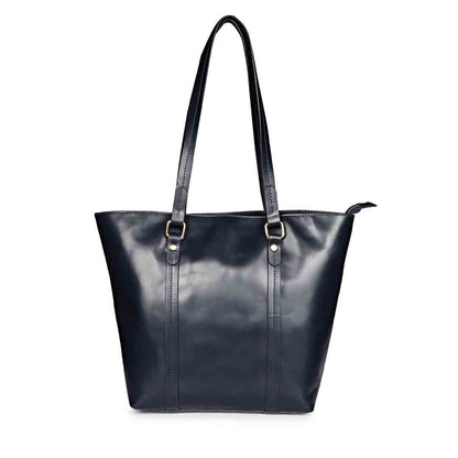 Favore Blue Womens Leather Shopper Tote Bag