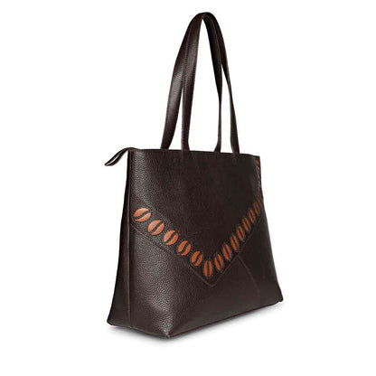 Favore Choco Brown Leather Shopper Tote Bag