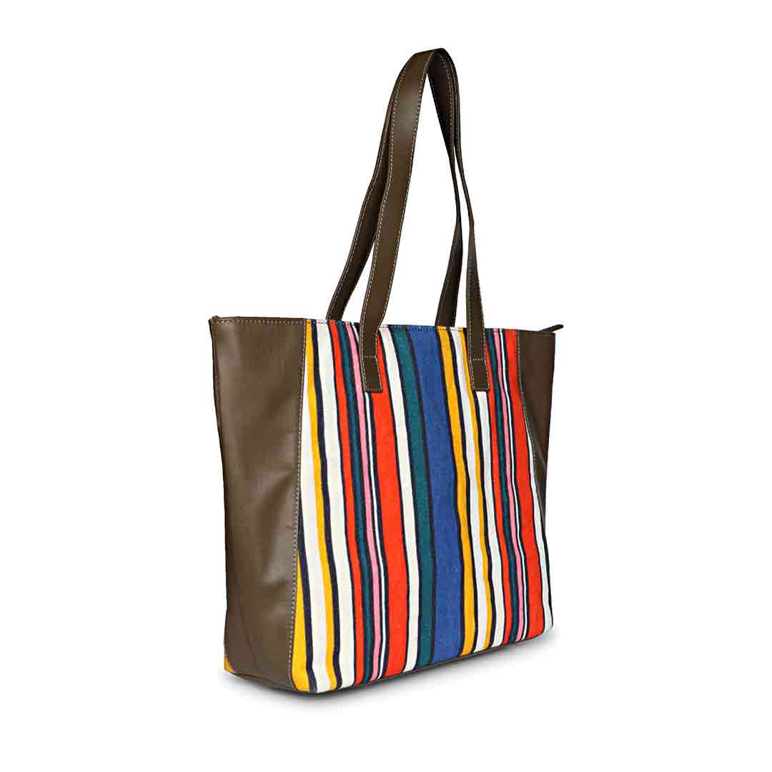 Favore Multi Olive Leather Shopper Tote Bag