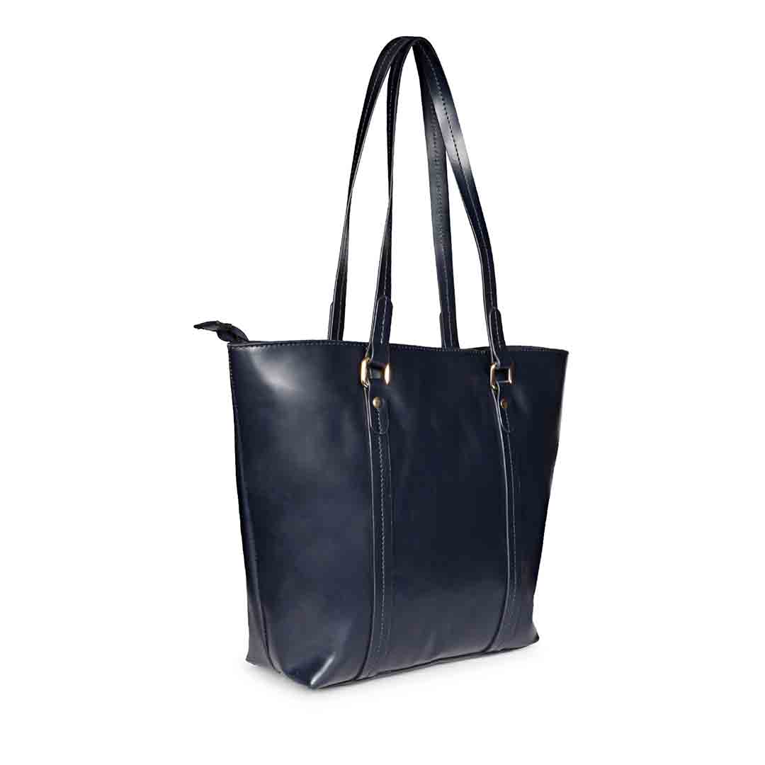 Favore Blue Womens Leather Shopper Tote Bag