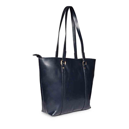 Favore Blue Womens Leather Shopper Tote Bag