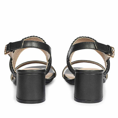 Saint Mabel Hand Woven Black Leather Block Heels