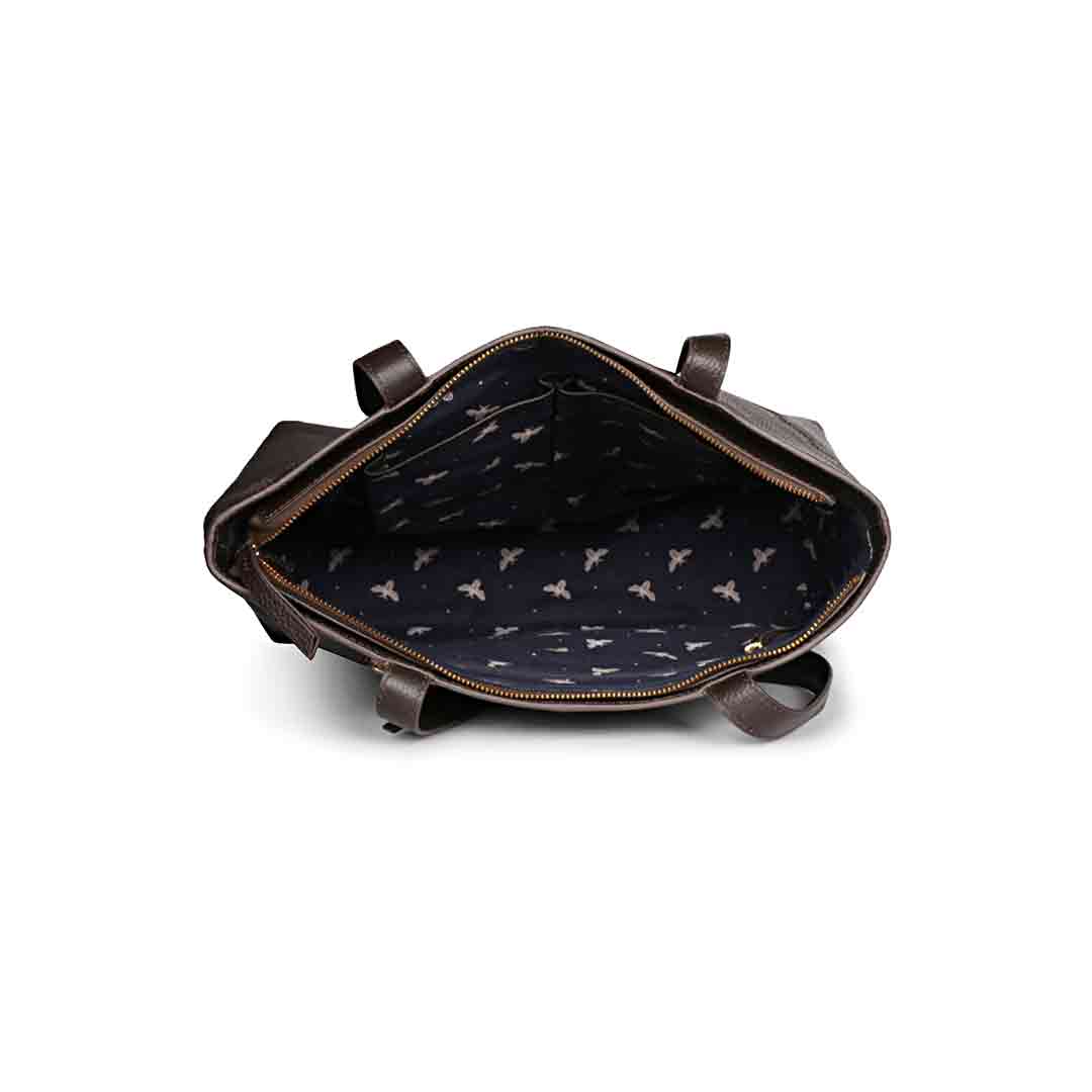 Favore Choco Brown Leather Shopper Tote Bag