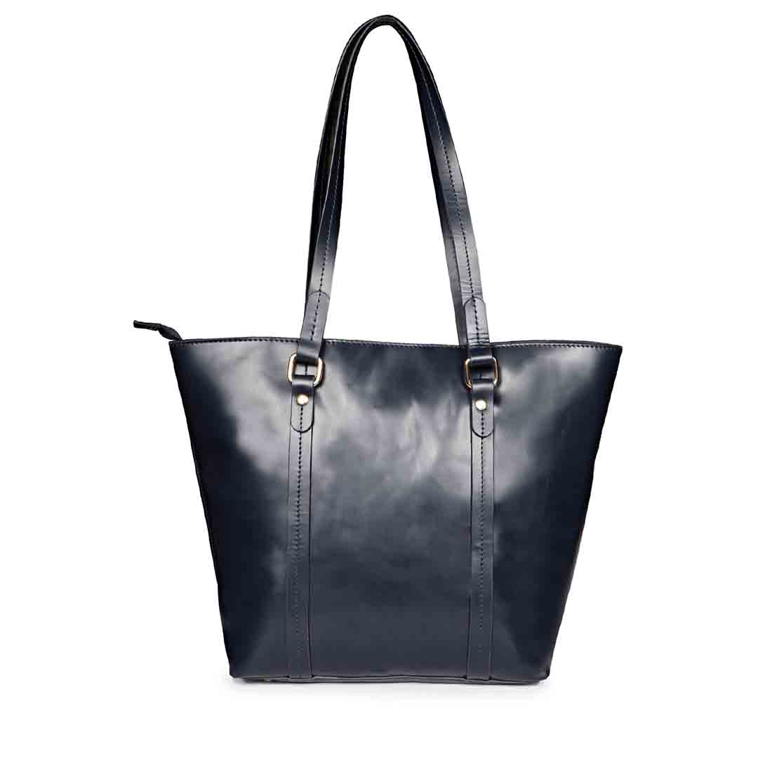 Favore Blue Womens Leather Shopper Tote Bag