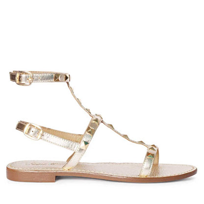 Saint Miriam Platin Leather Studded Sandals