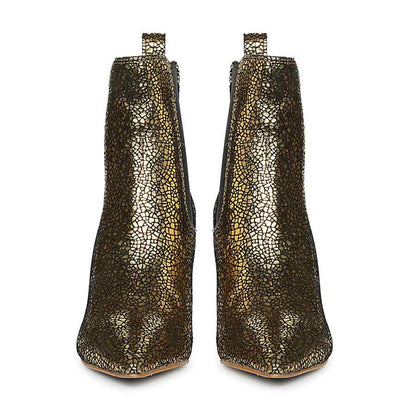 Saint Arely Gold Metallic Leather Stiletto Ankle Boots