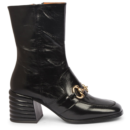 Ambrosia Black Distressed Leather High Ankle Boots.