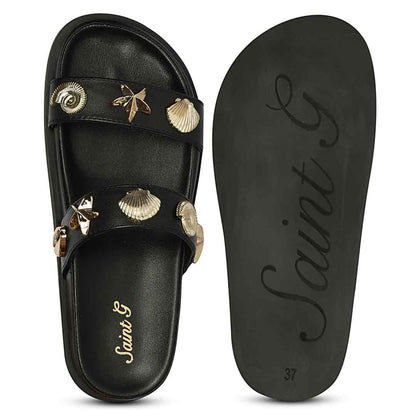 Saint Hallie Seashell & Star Studs Leather Sandals