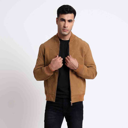 Saint Lorenzo Tan Leather Men's Bomber Style Jackets
