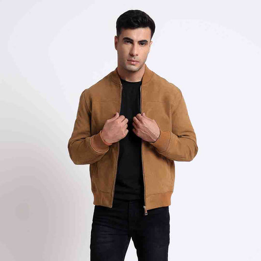 Saint Lorenzo Tan Leather Men's Bomber Style Jackets
